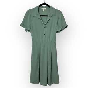 Monteau Sage Green Ruffle Sleeve Dress S